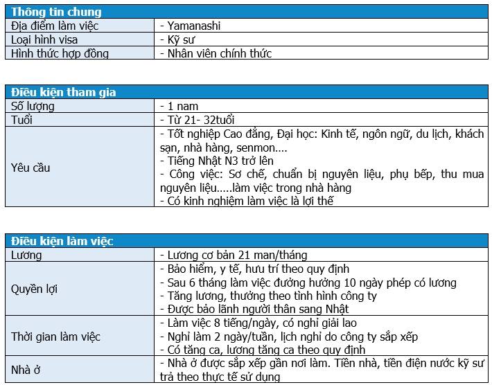 Cử nhân kinh tế, ngôn ngữ, nhà hàng, du lịch, nam, làm bếp, Yamanashi